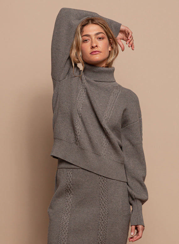 Cable Stitch Turtleneck Sweater